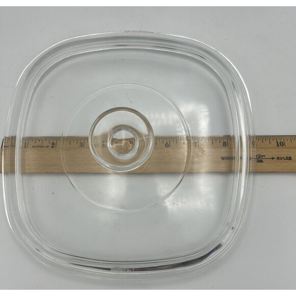 A-9-C Pyrex Replacement Lid 8.5" Only Square Clear 2" Round Knob Corningware VTG - Picture 2 of 2